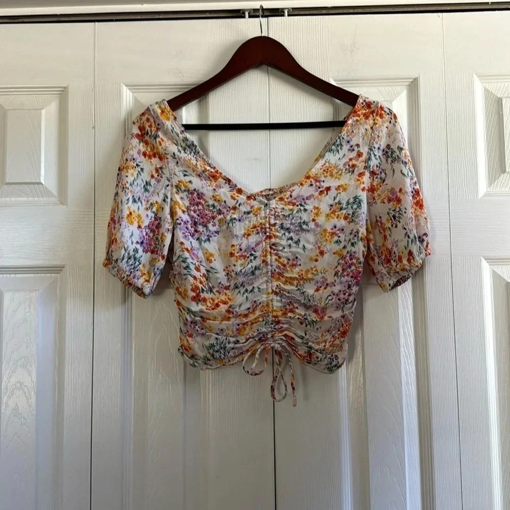 H&M Linen Blend Floral Top size S
